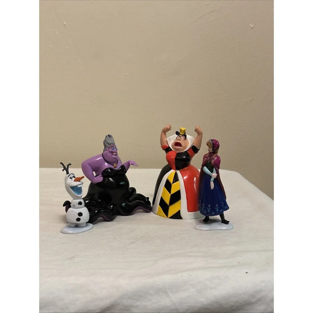 Disney Figurine Cake Topper Lot Ursula Queen of Hearts Olaf Anna Frozen 4pc